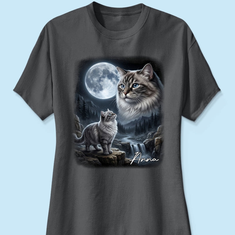 Cat Howling to the Moon Custom Pet Photo - Personalized Shirt - Halloween Gift for Cat Lovers