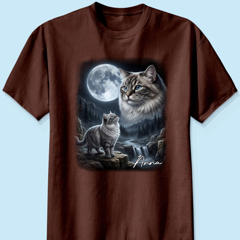 Cat Howling to the Moon Custom Pet Photo - Personalized Shirt - Halloween Gift for Cat Lovers