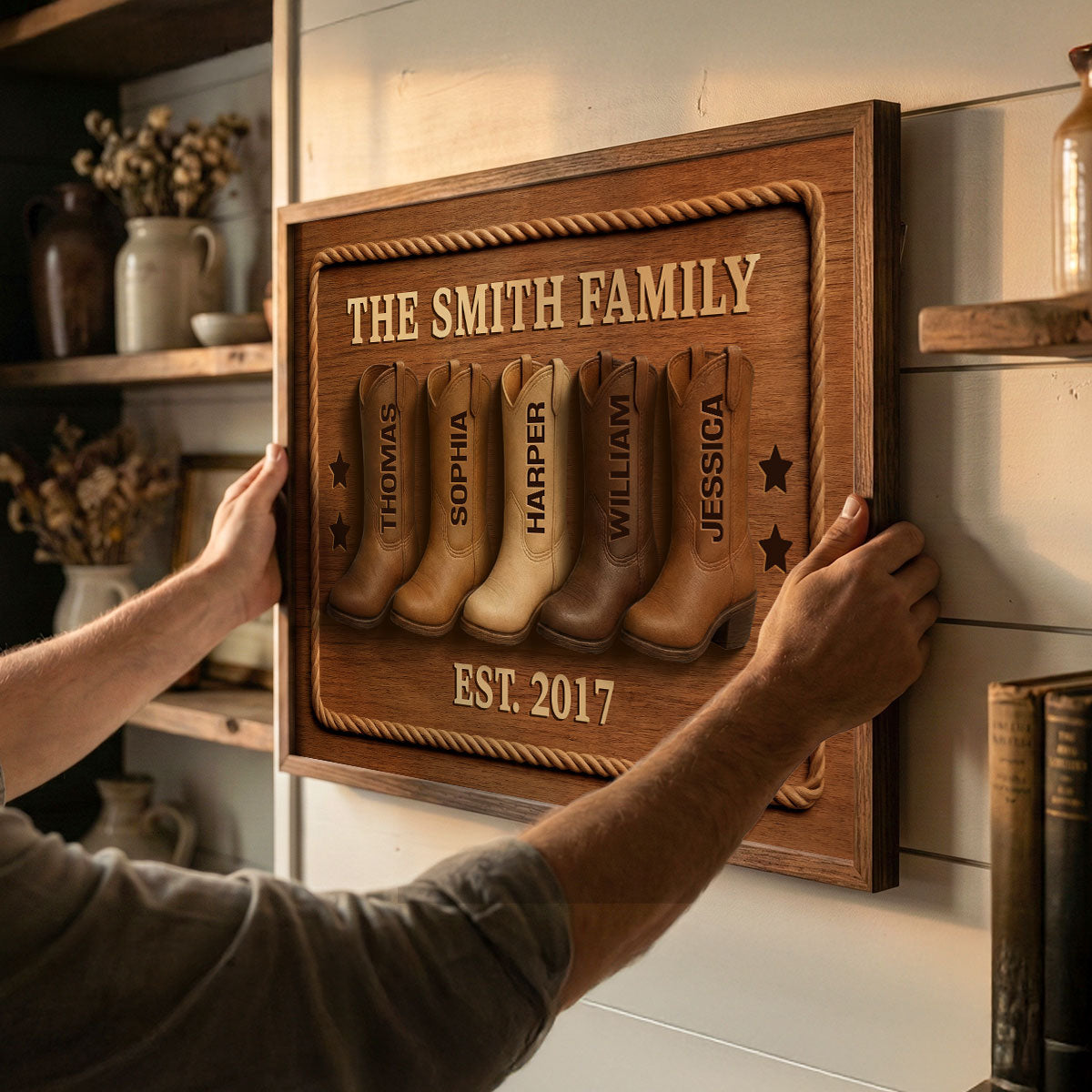 Family Cowboy Boots - Personalized Poster - Gift For Family