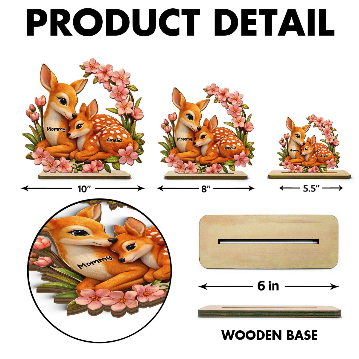 Deer And Fawn - Personalized Wooden Plaque - Heartfelt Mother's Day Gift for Mom, Wife
