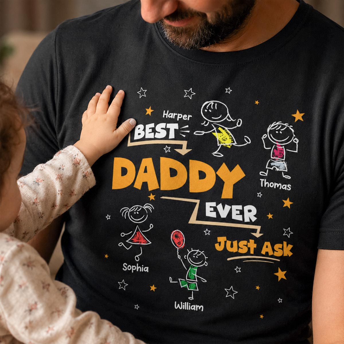 Best Dad Grandpa Ever Ask Cute Stick Kids - Personalized Shirt