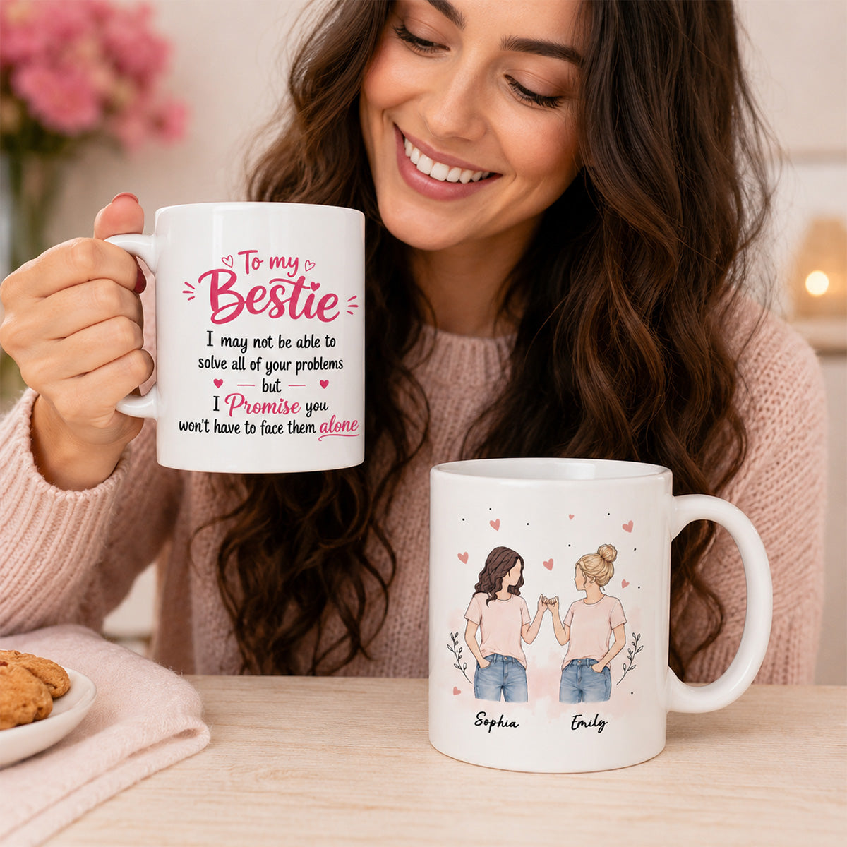 To My Bestie Pinky Promise Besties - Personalized Mug - Friendship Keepsake For Best Friends