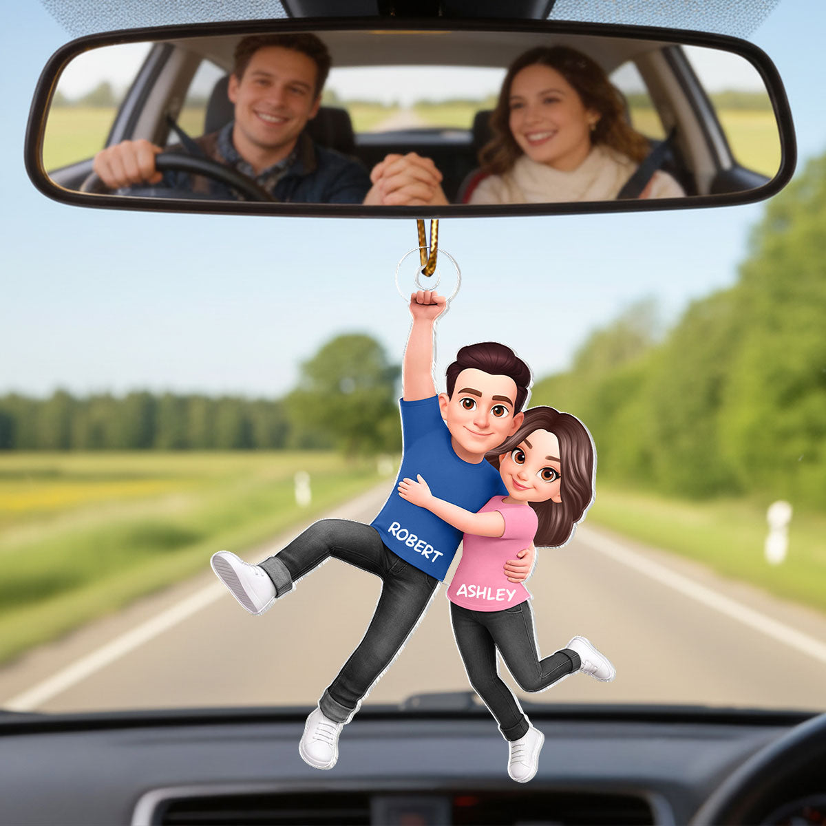 Flying Couple - Personalized Car Hanger - Gift for Couple, for Him, for Her