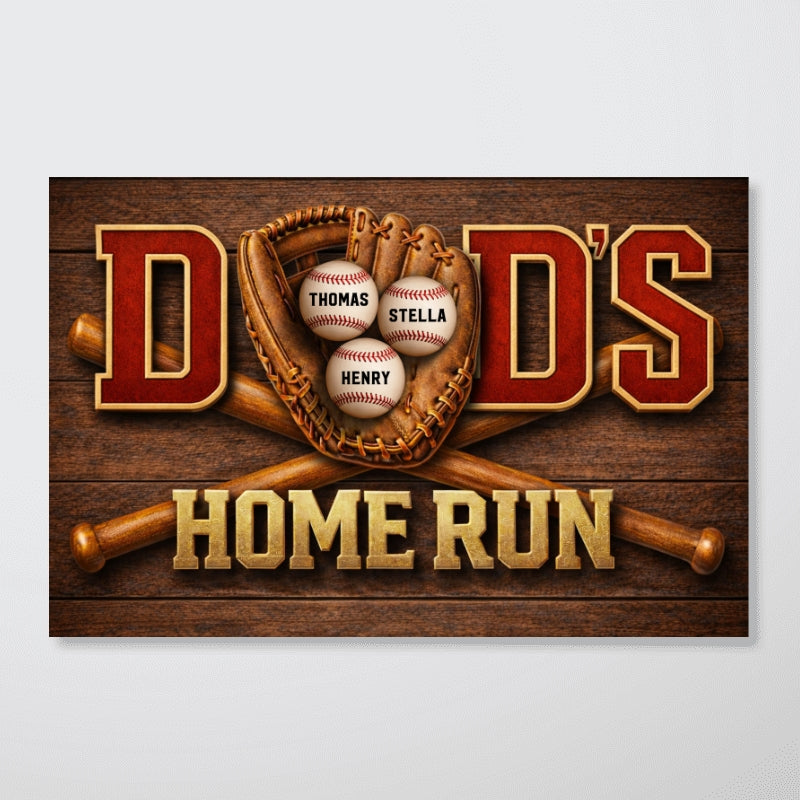 Baseball Dad Home Run - Personalized Poster - Father's Day Gift For Dad