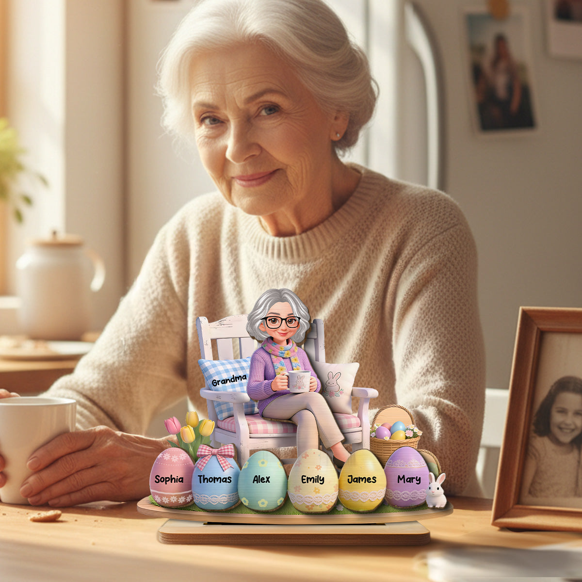 Grandma Little Easter Eggs - Personalized 2-Layered Wooden Plaque - Gift For Grandma