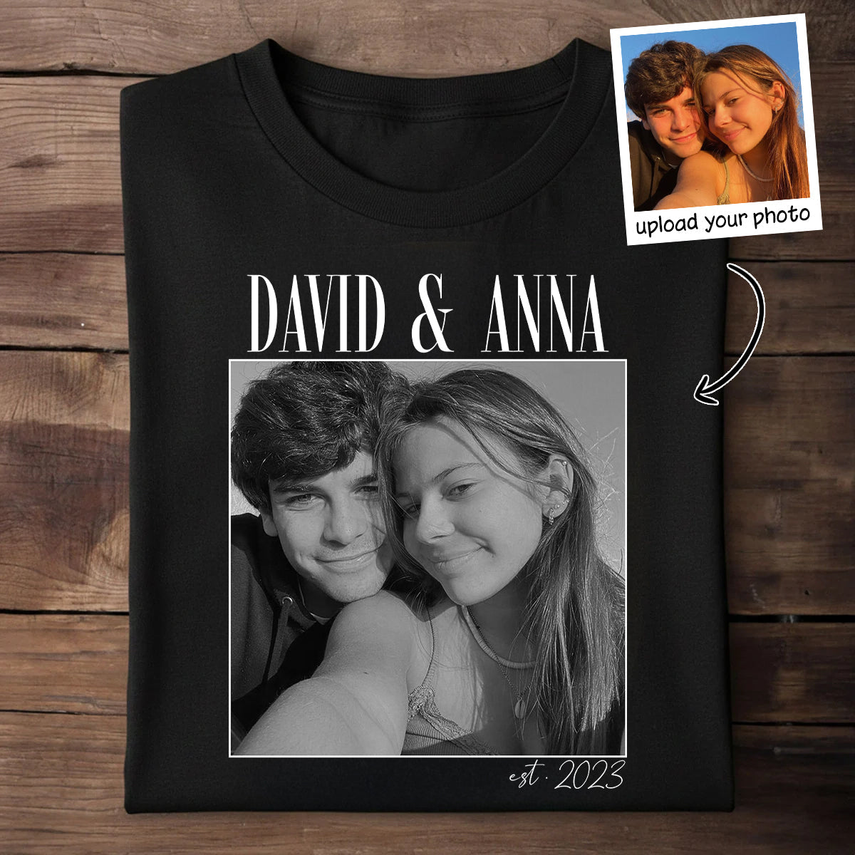 Custom Couple Photo Engagement - Personalized Shirt, - Vintage Couple Picture Shirt, Wedding Anniversary Gift, Couple Gift