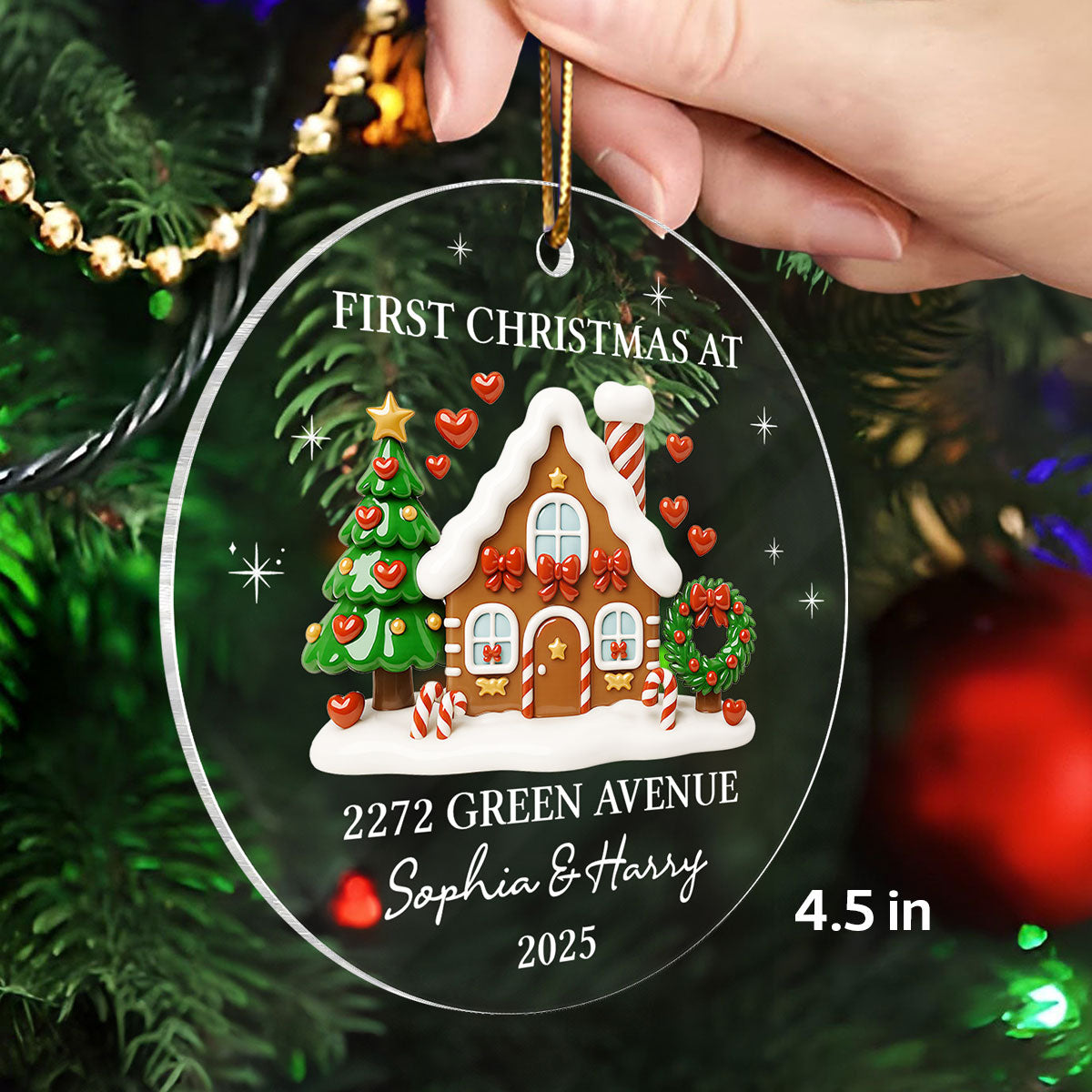 First Christmas New Home 3D Effect Gingerbread House - Personalized Acrylic Ornament
