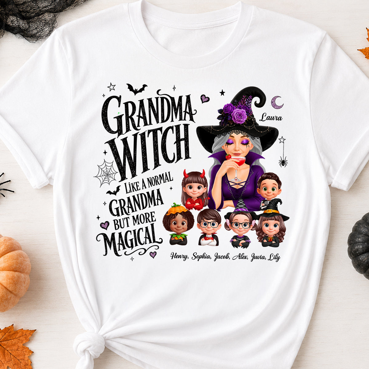 Grandma Witch More Magical - Personalized Shirt - Trendy Halloween Tee for Grandma