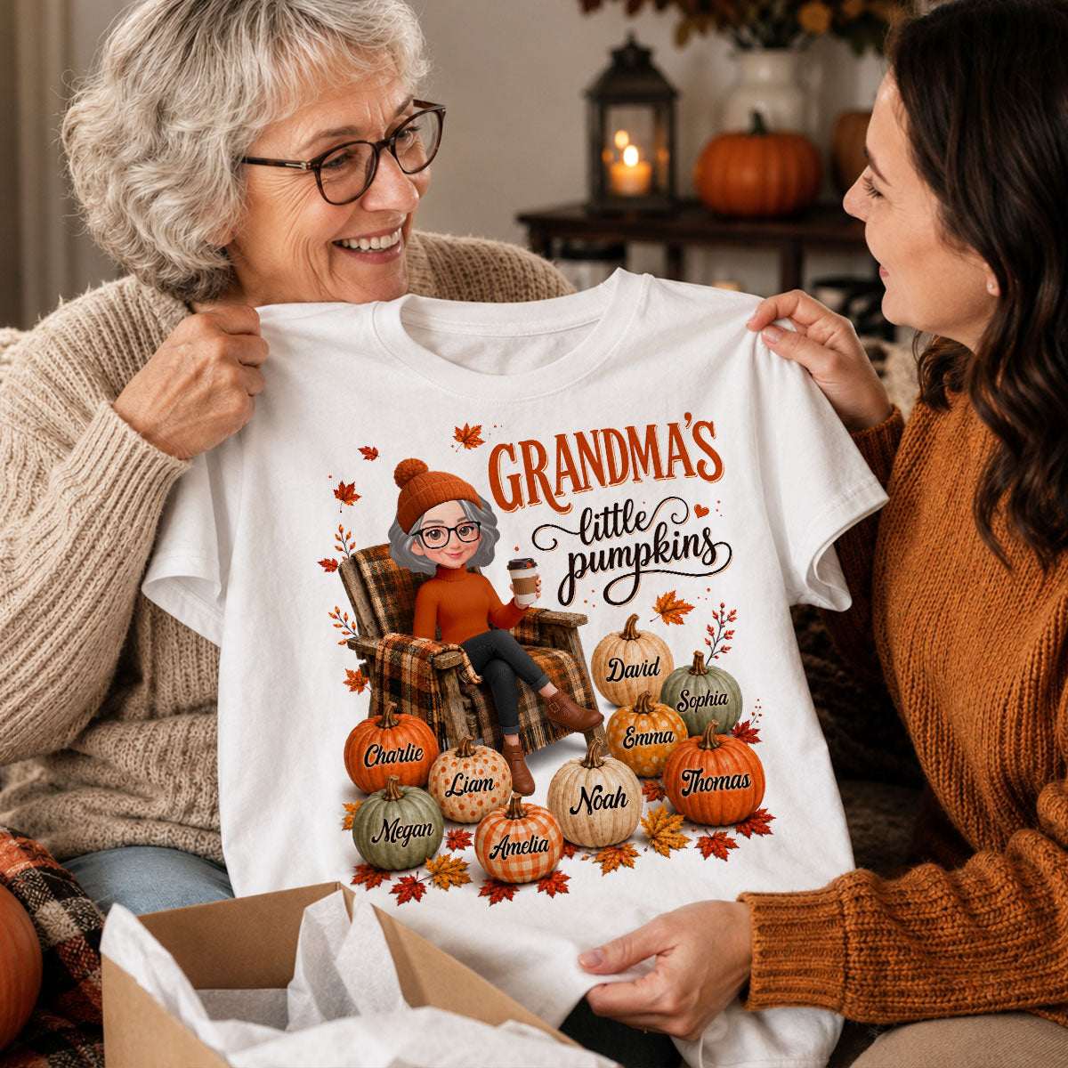 Grandma's Little Pumpkins - Personalized Shirt - Trendy Fall Tee for Grandma