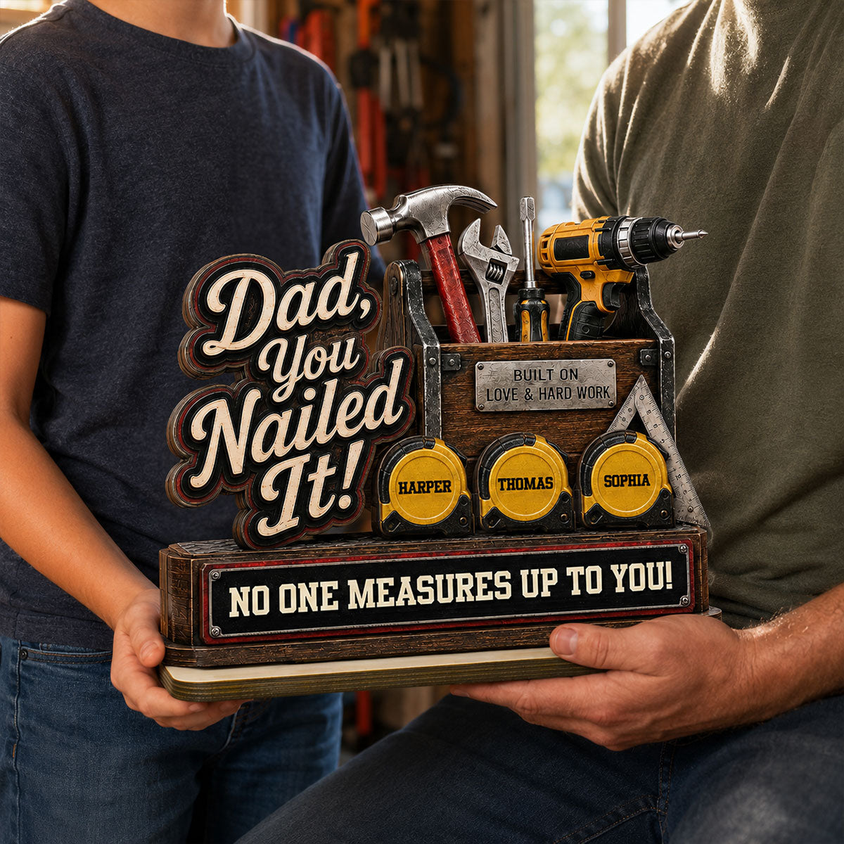 Dad You Nailed It Custom Name 2D Flat - Personalized 2-Layered Wooden Plaque -  Gift For Dad