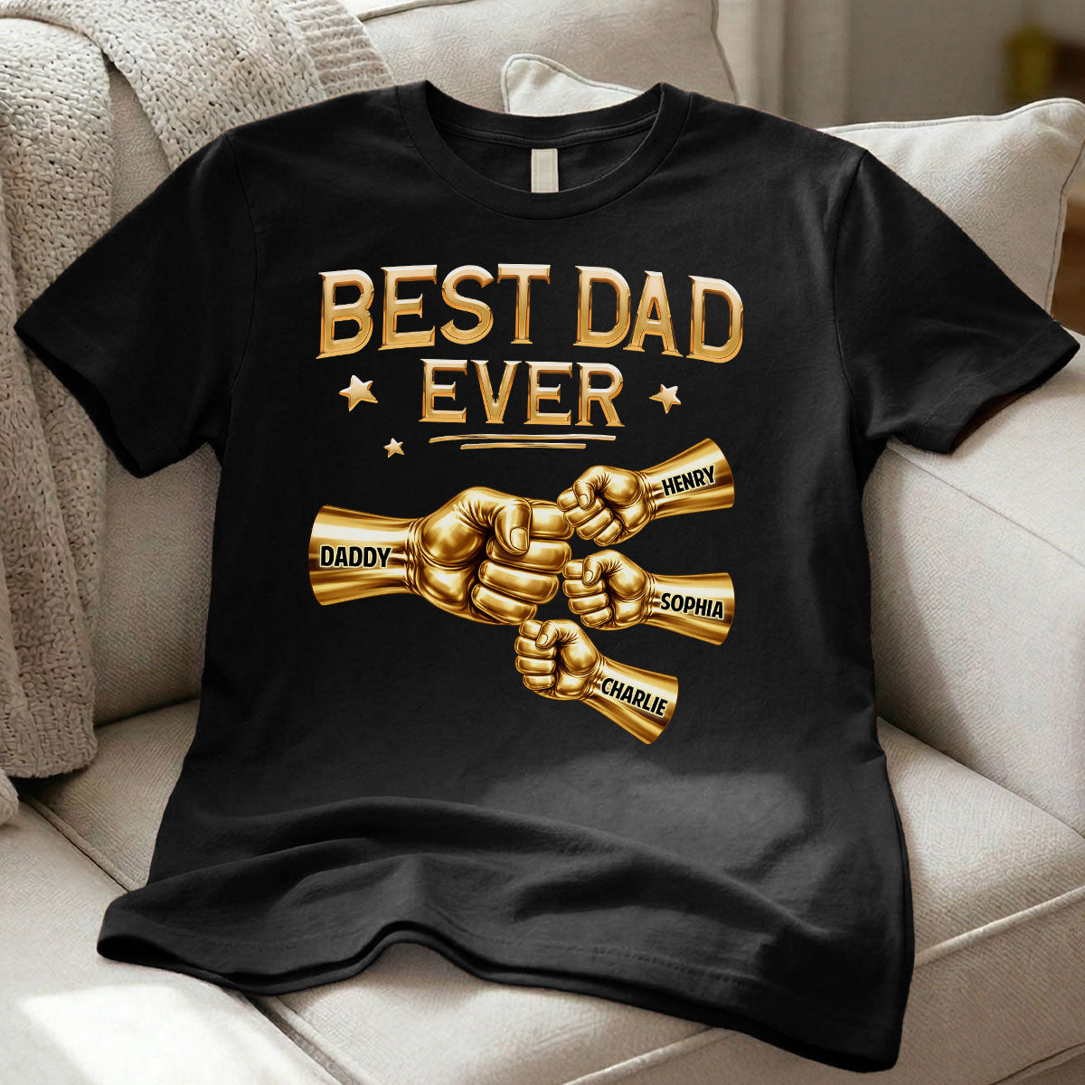 Best Dad Ever Fist Bump - Personalized Shirt - Father's Day Gift For Dad