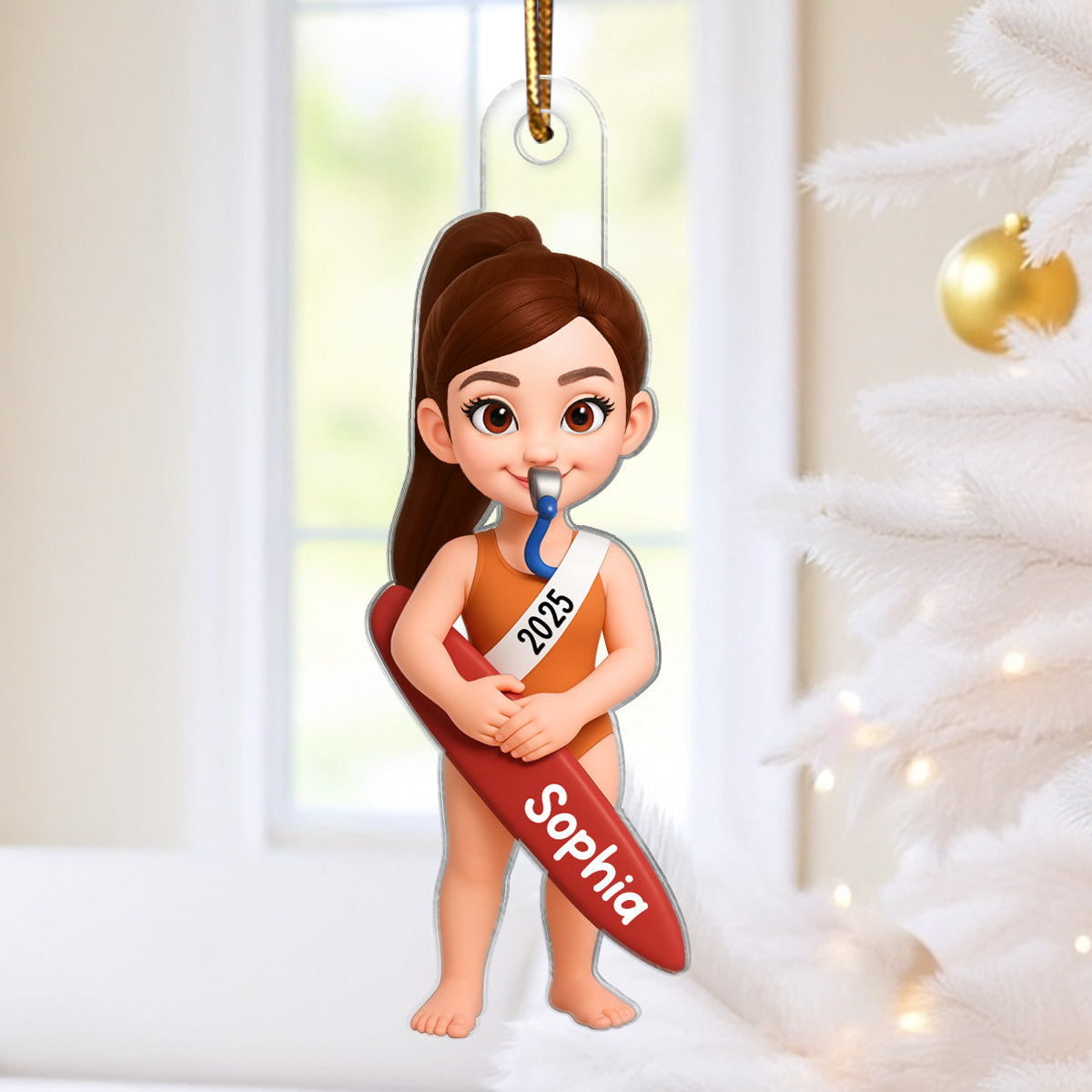 Christmas Boy Girl Lifeguard - Personalized Acrylic Ornament - Gift For Lifeguard, Grandson, Granddaughter