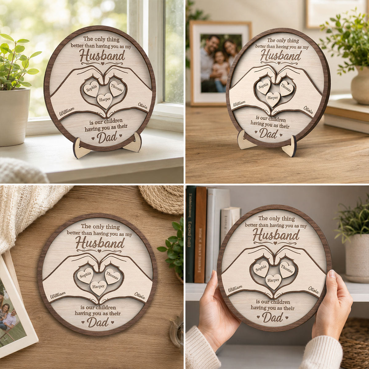The Only Thing Having You As My Husband Hearts in Hands - Personalized 2-Layered Wooden Plaque -  Gift For Husband