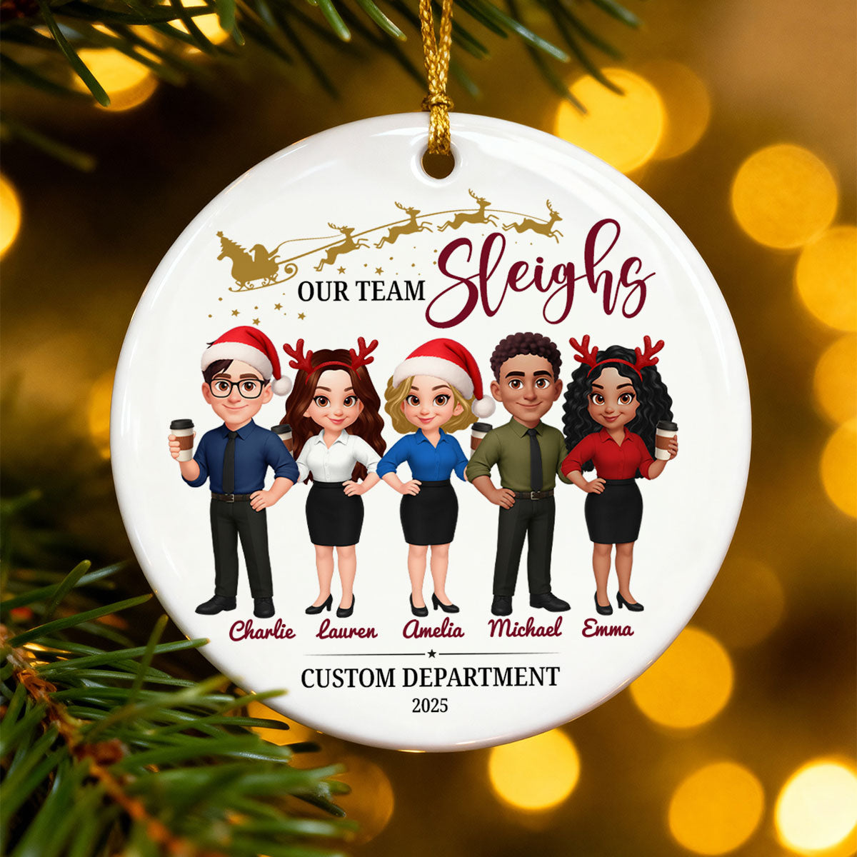 Best Team Ever Coworkers - Personalized Ceramic Ornament - Company Christmas Gift for Employees