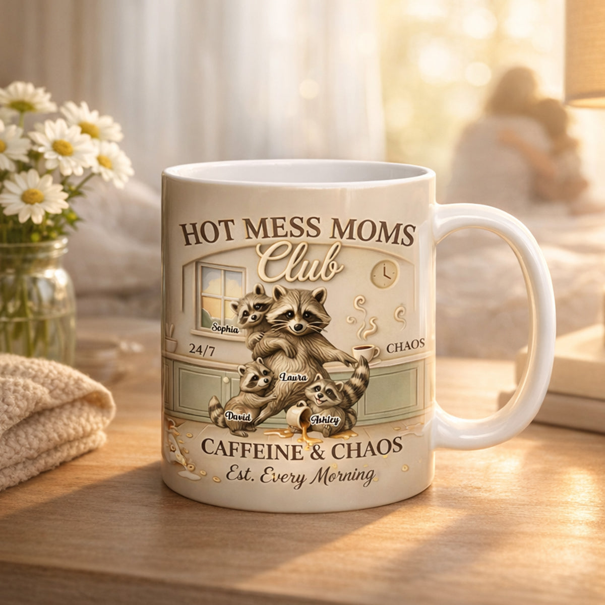 Hot Mess Moms Club Caffeine & Chaos - Personalized Mug - Gift For Mom