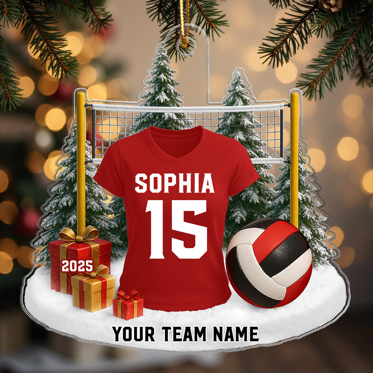 3D Effect Volleyball Player Uniform - Personalized Acrylic Ornament - Christmas Gift For Volleyball Players, School Volleyball Team