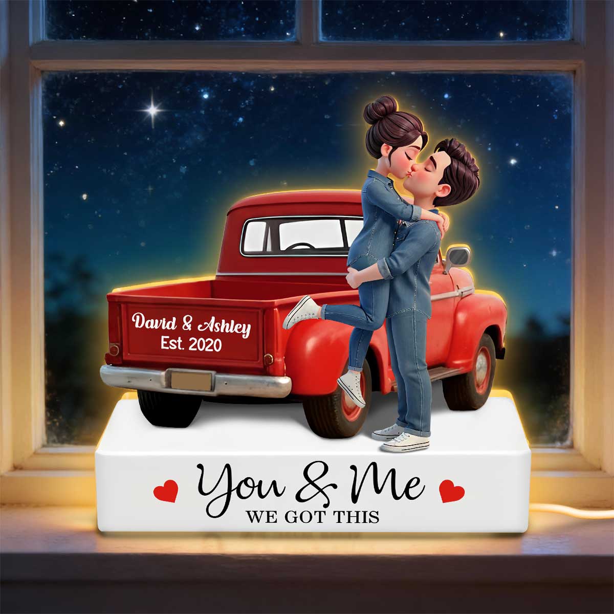 Romantic Couple Pickup Truck You & Me We Got This - Personalized Light Box - Valentine's Day Gift For Couple, Farmhouse Decor