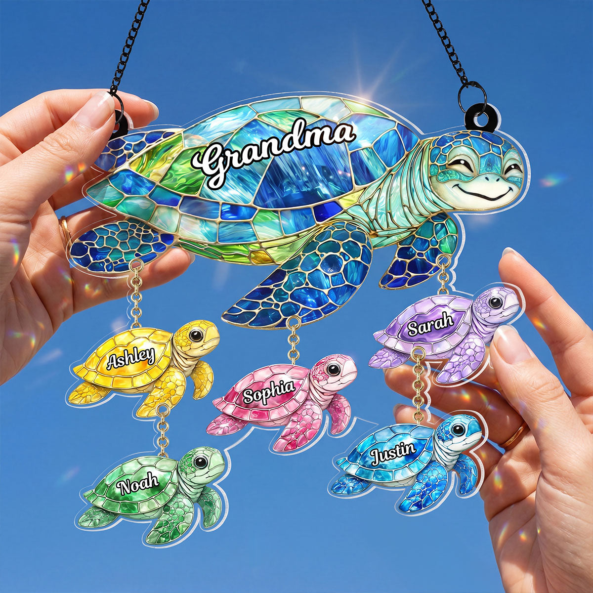 Grandma & Kids Sea Turtle - Personalized Suncatcher - Mother's Day Gift for Grandma, Mom, Wife