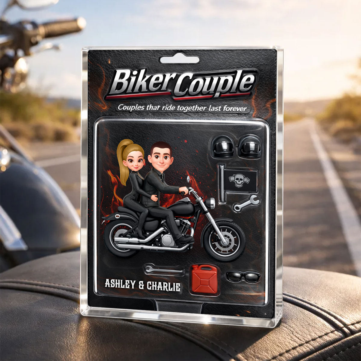 Couples That Ride Together Last Forever, Custom Action Figure Biker Couple - Personalized Acrylic Block Plaque
