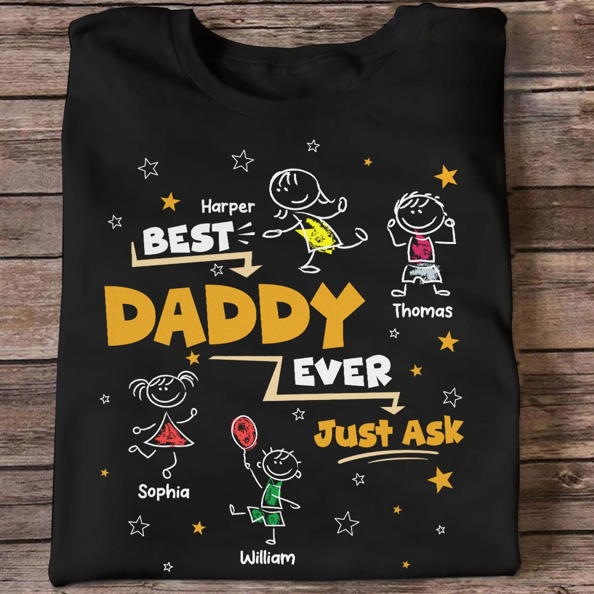 Best Dad Grandpa Ever Ask Cute Stick Kids - Personalized Shirt