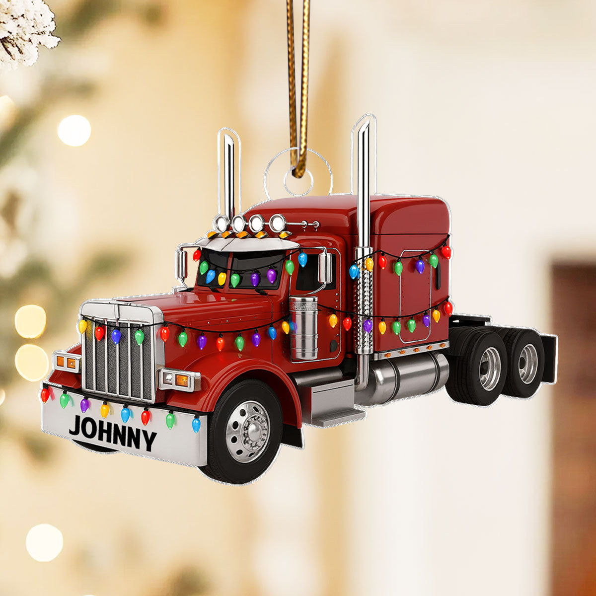 Keep On Rolling Proud Trucker – Personalized Acrylic Ornament – Appreciation Christmas Gift for Truck Drivers