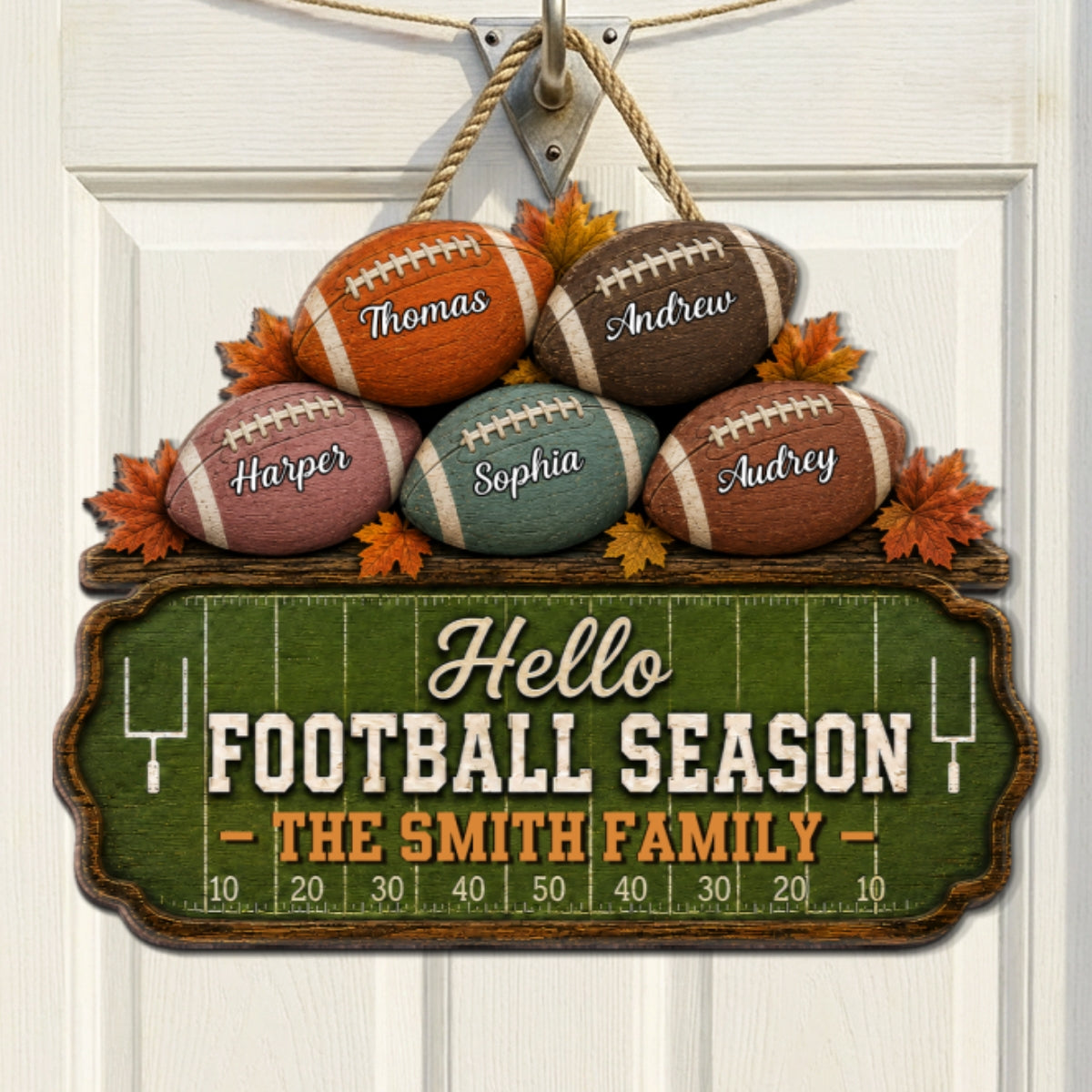 Football Field Family 2D Flat - Personalized Wood Sign - Fall Season Football Season
