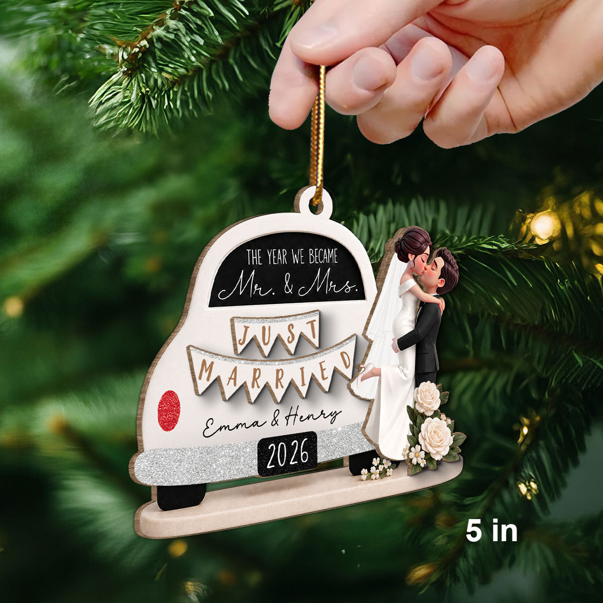 On-trend Couple - Personalized 2-Layered Wooden Ornament - Wedding Gifts for Couples Newlyweds 2026