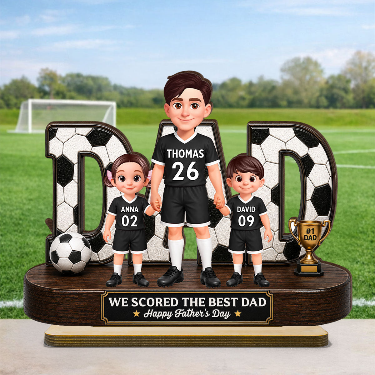 Soccer Dad Legend We Scored The Best Dad - Personalized 2-Layered Wooden Plaque -  Gift For Dad, Husband, Soccer Lovers
