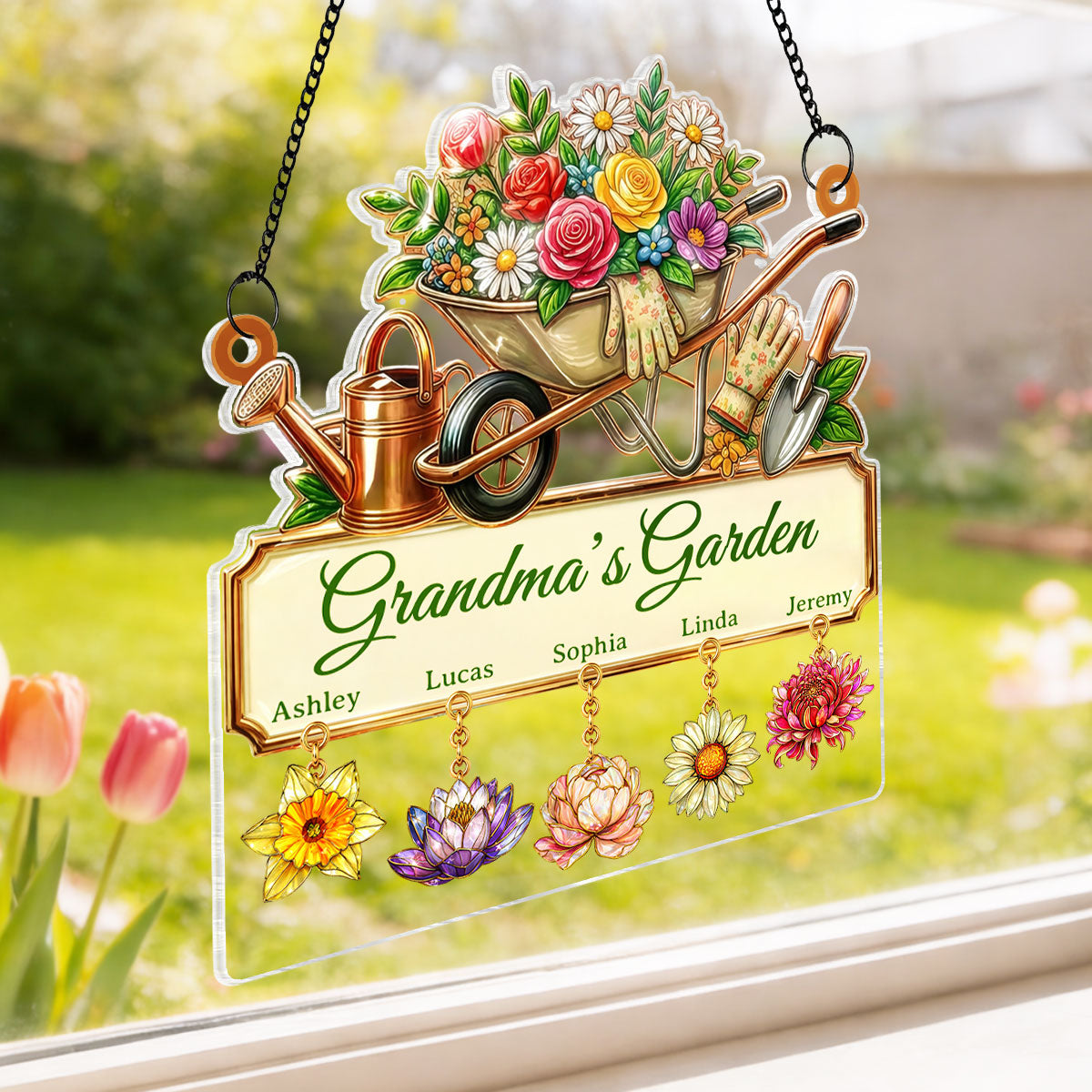 Grandma's Garden Custom Birth Flower - Personalized Suncatcher - Mother's Day Gift for Mom, Grandma