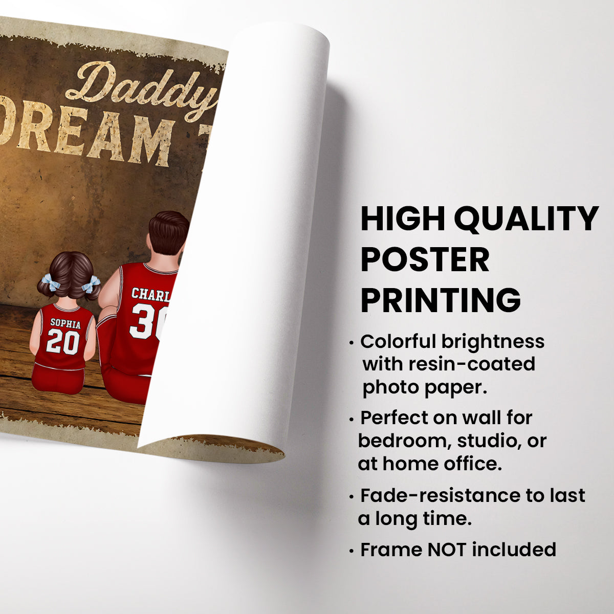 Daddy's Basketball Dream Team - Personalized Poster - Father's Day Gift for Dad, Husband