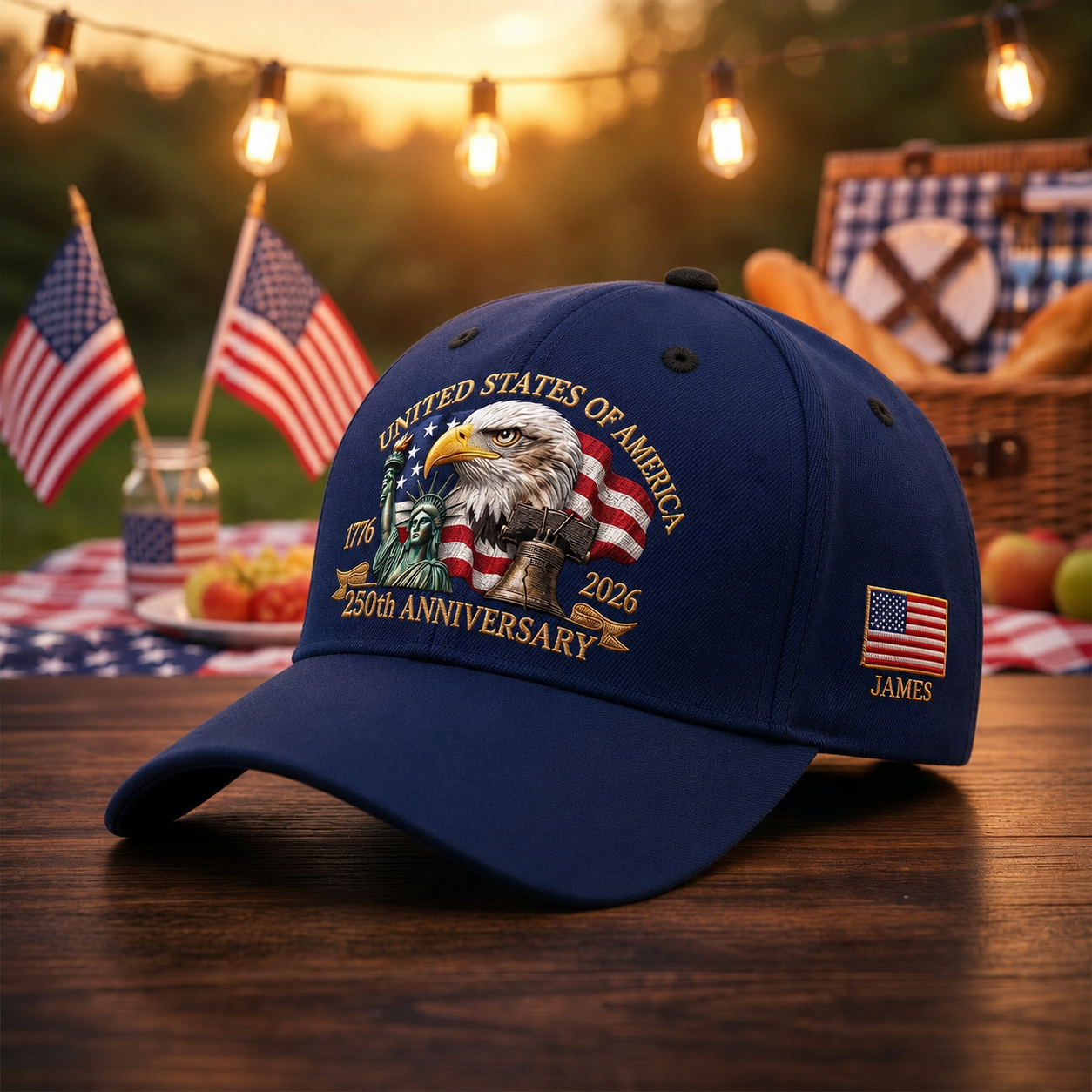 United States 250th Anniversary Eagle Liberty & Bell Printed - Personalized Classic Cap