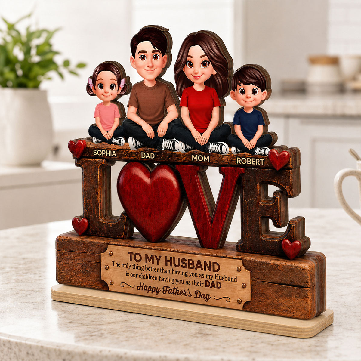 Forever Family Love To My Husband The Only Thing - Personalized 2-Layered Wooden Plaque -  Gift For Husband, Dad