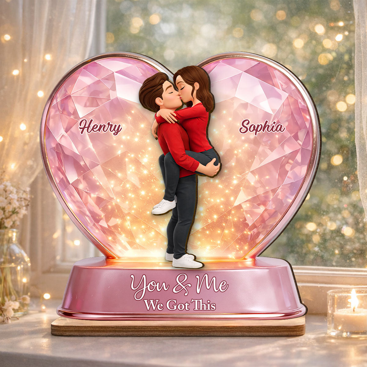 You & Me We Got This Pink Heart - Personalized 2-Layered Wooden Plaque - Anniversary, Valentine's Day Gift, Gift For Him, Gift For Her