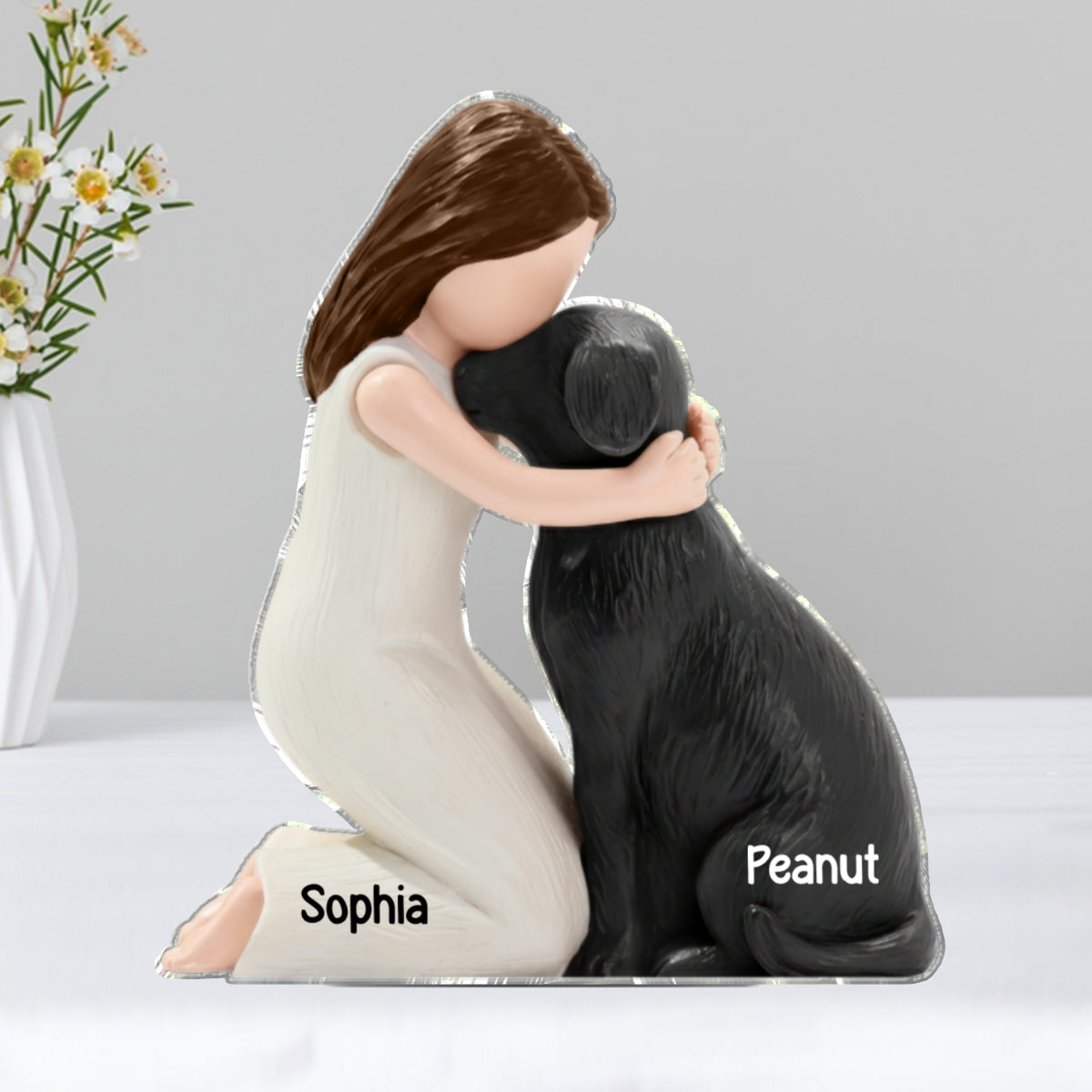 3D Effect Girl & Her Dog My Forever Best Friend - Personalized Acrylic Block Plaque