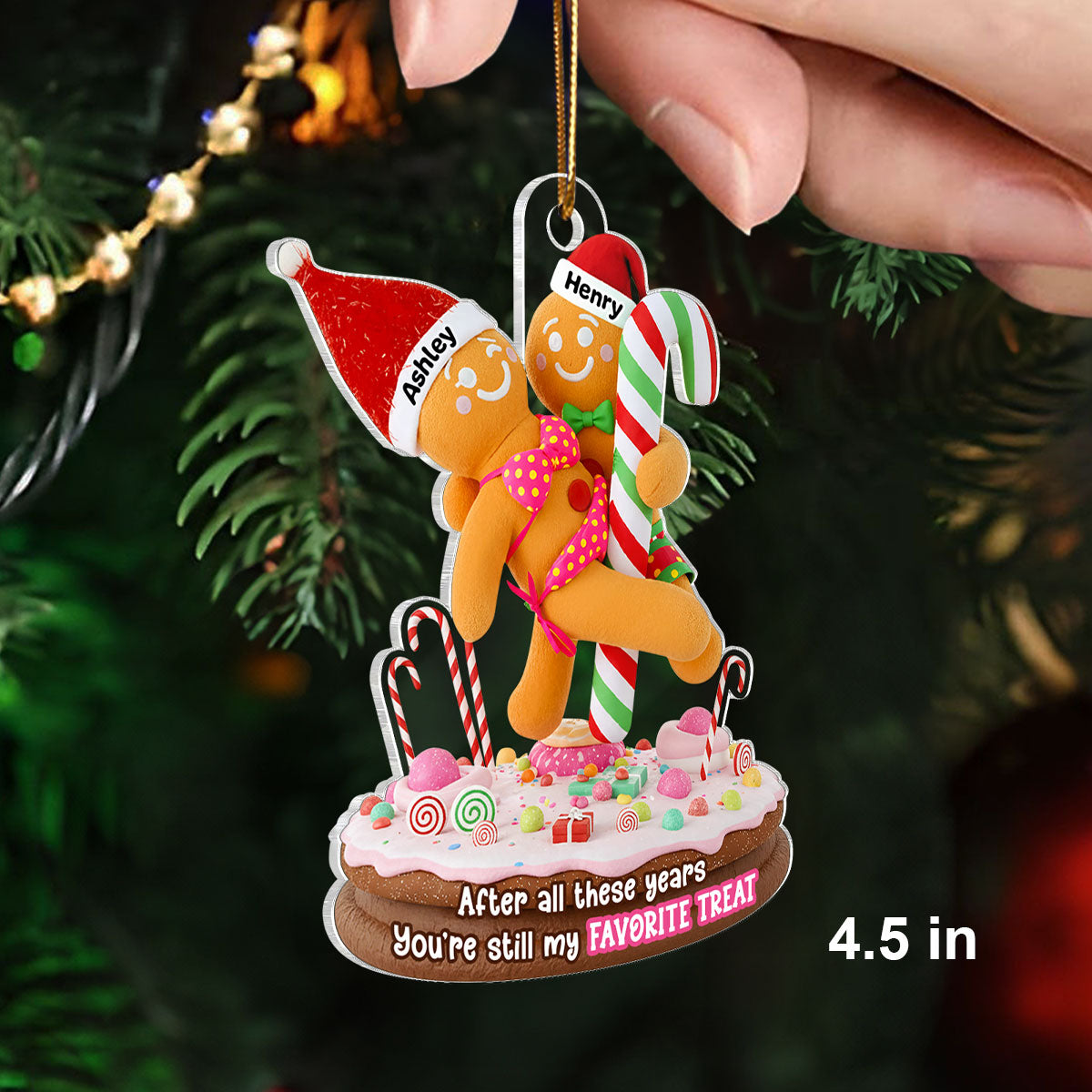 Gingerbread Funny Old Couple - Personalized Acrylic Ornament - Christmas Gift for him, Gift for her