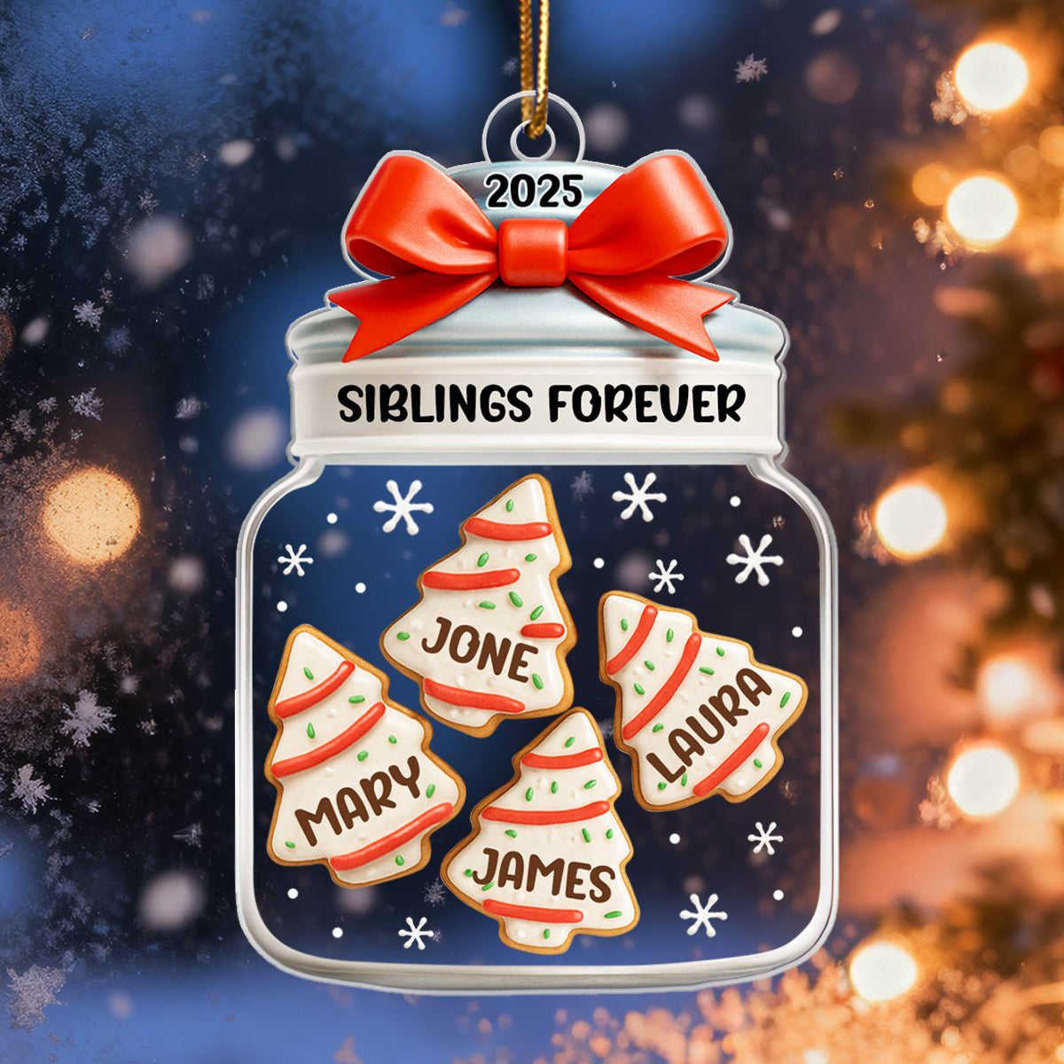 Christmas Tree Cake Siblings Forever - Personalized Acrylic Ornament - Christmas Gift for Siblings