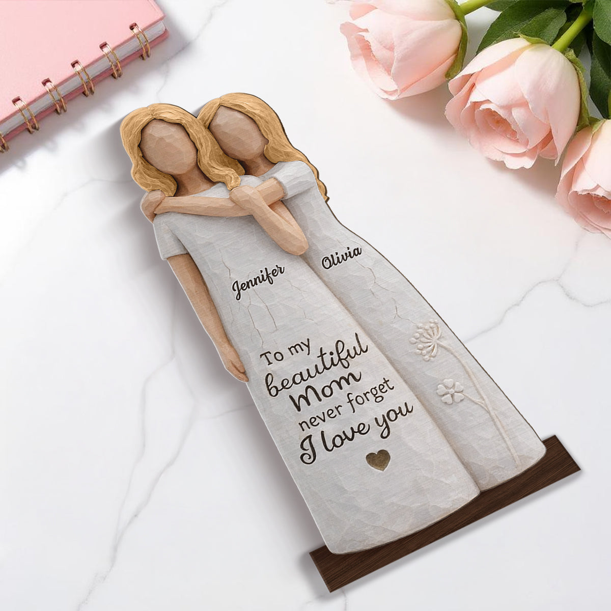 To My Beautiful Mom Never Forget I Love You - Personalized 2-Layered Wooden Plaque - Mother's Day Gift for Mom