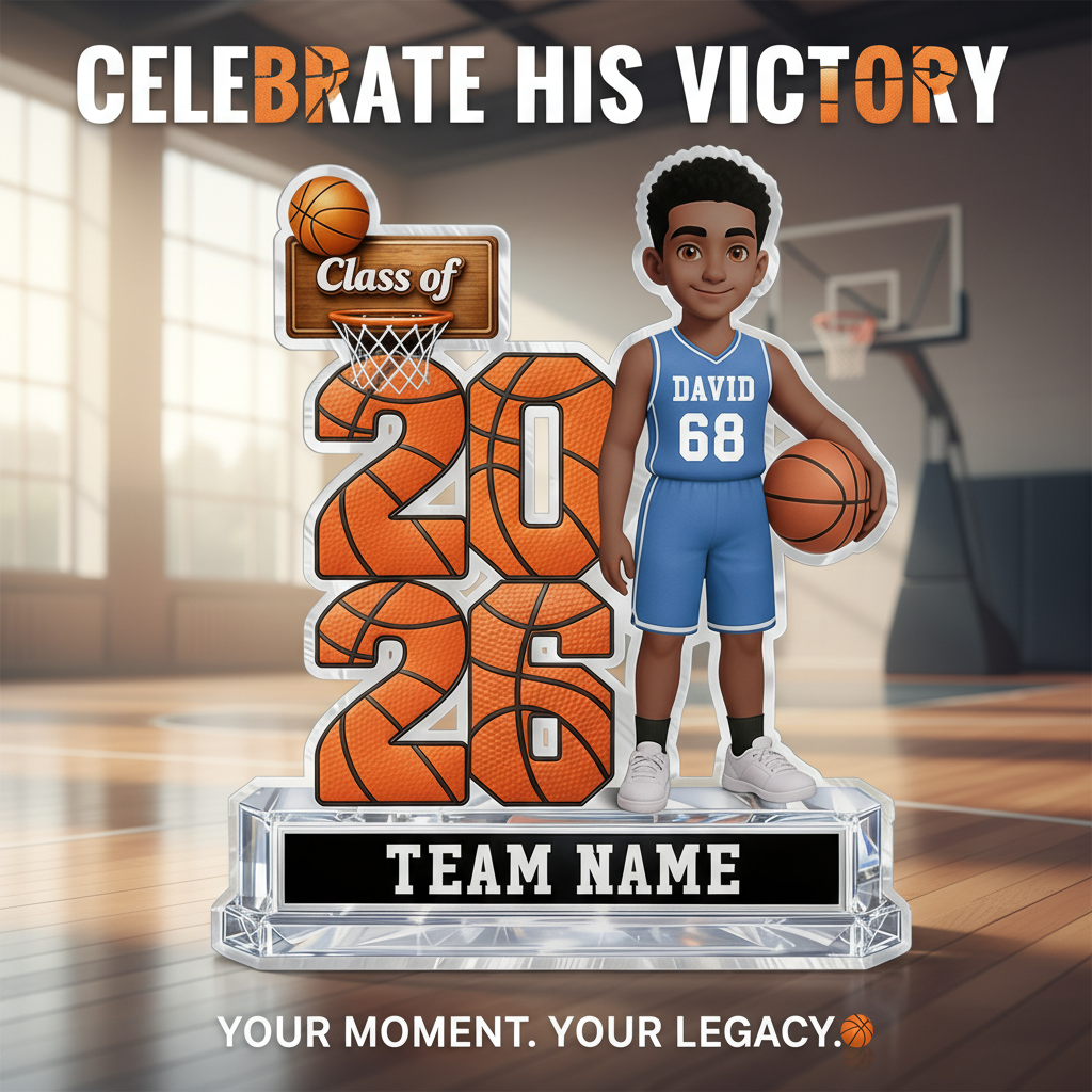 Basketball Senior Class Of 2026 2027 2D Flat - Personalized Acrylic Block Plaque - Graduation Gift For Son, Daughter