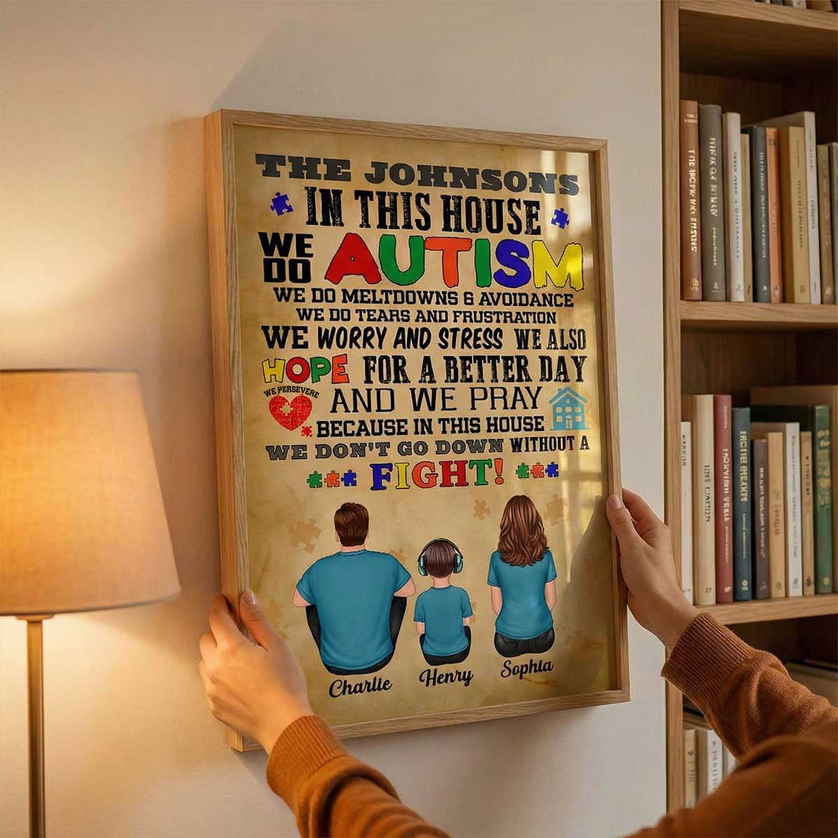 In This House We Do Autism Family Back View - Personalized Poster - Autism Awareness Home Decor