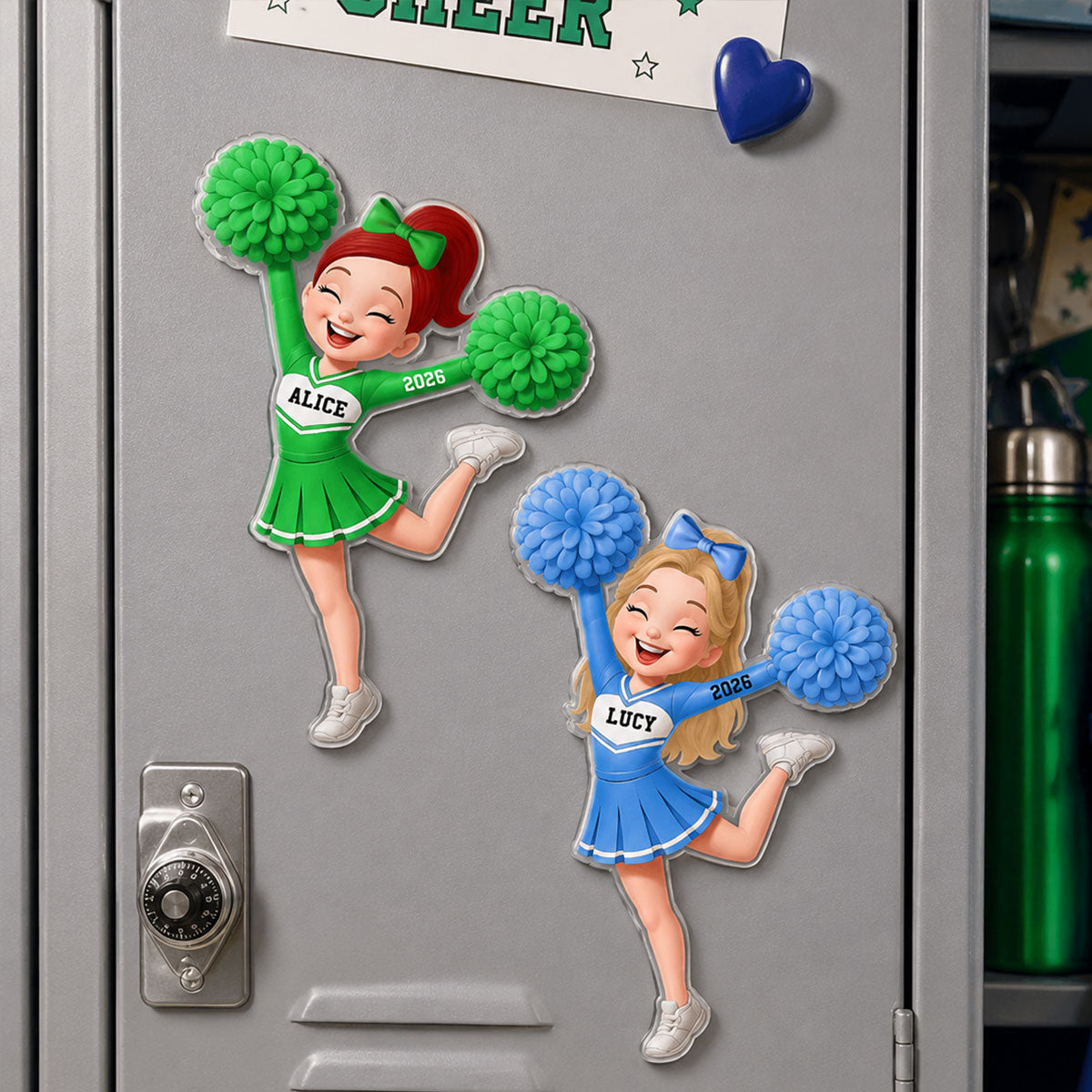 Cheerleader Girl - Personalized Acrylic Locker Magnet - Back To School Gift For Daughters, Granddaughters, Teenagers, Teen Girl