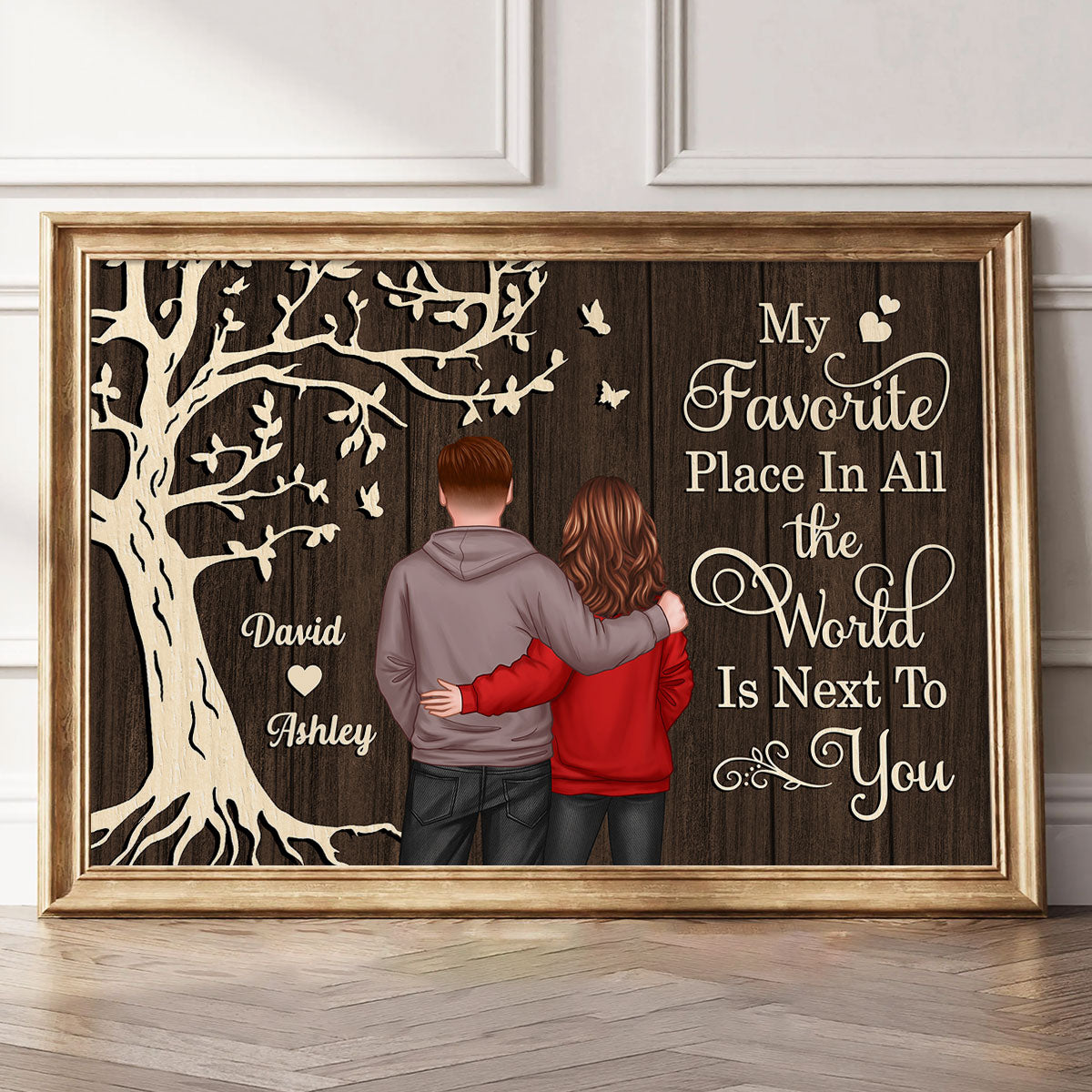 My Favorite Place in All the World Couple Tree - Personalized Poster - Gift for him, Gift for her