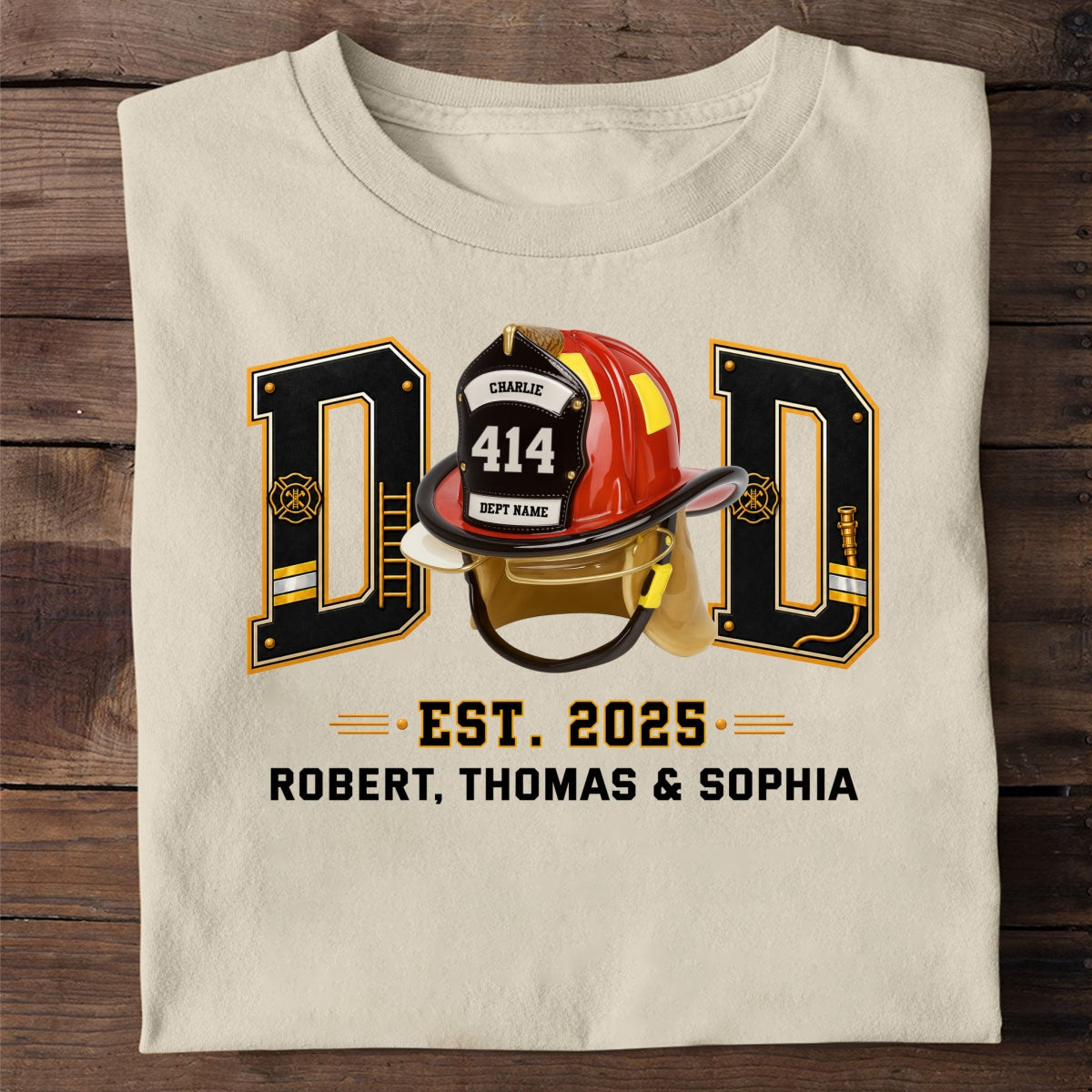Proud Firefighter Dad Firefighter Helmet - Personalized Shirt - Father's Day Gift For Dad, Husband