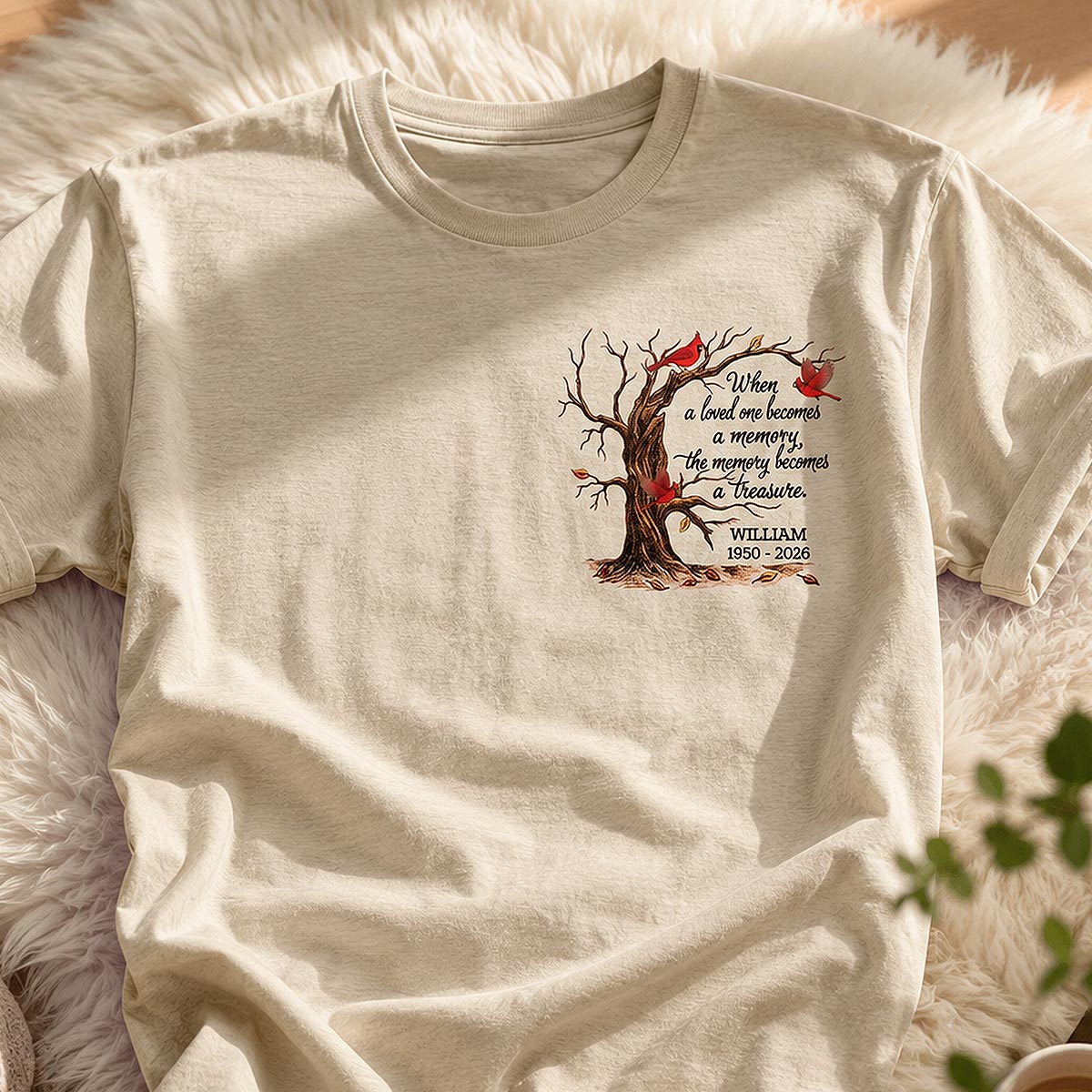 Memorial Tree Butterflies Cardinals Hummingbirds - Personalized Shirt - Remembrance Gift