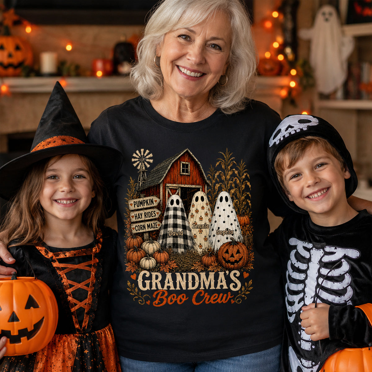 Grandma's Boo Crew Pumpkin Patch - Personalized Shirt - Halloween Shirt for Grandma