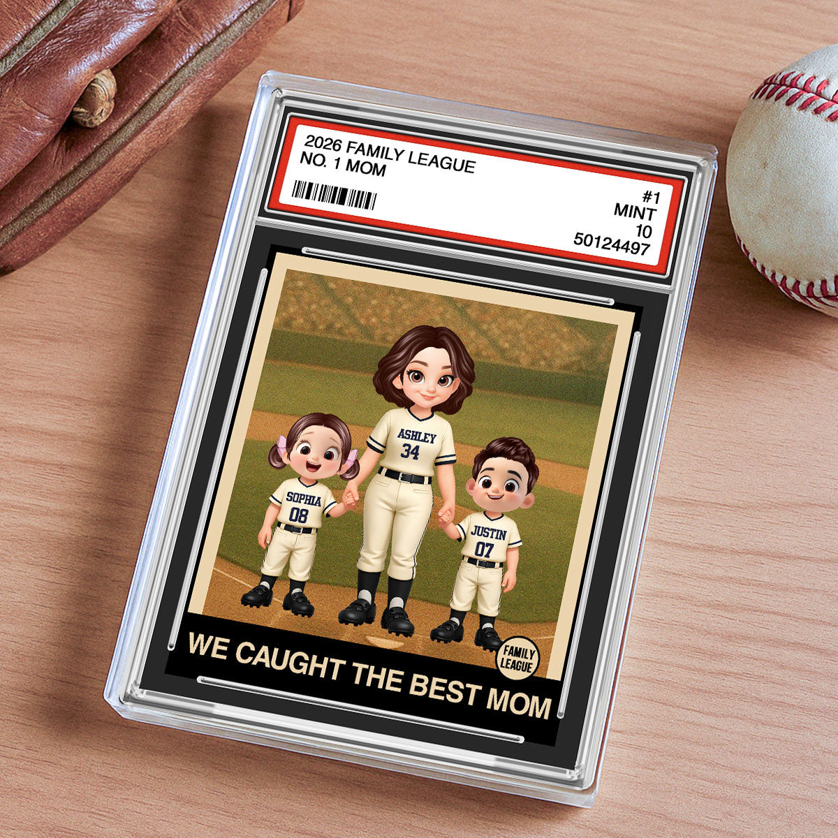 I Caught the Best Mom Baseball Mom Trading Card - Personalized Acrylic Block Plaque - Heartfelt Gift for Mom, Wife
