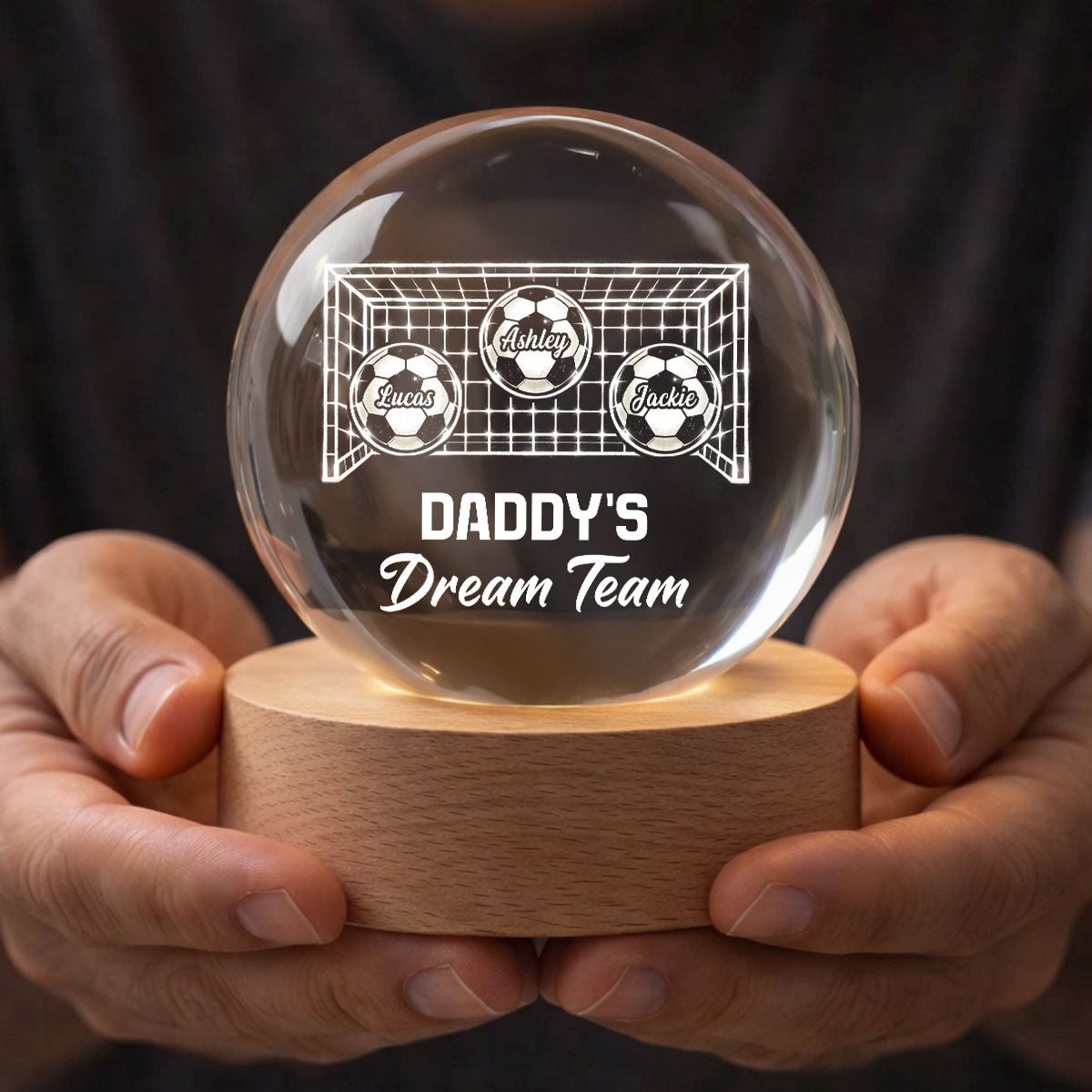 We Scored The Best Dad Soccer Dad - Personalized Crystal Ball LED Night Light - Heartfelt Gift For Soccer Dad, Gift For Husband