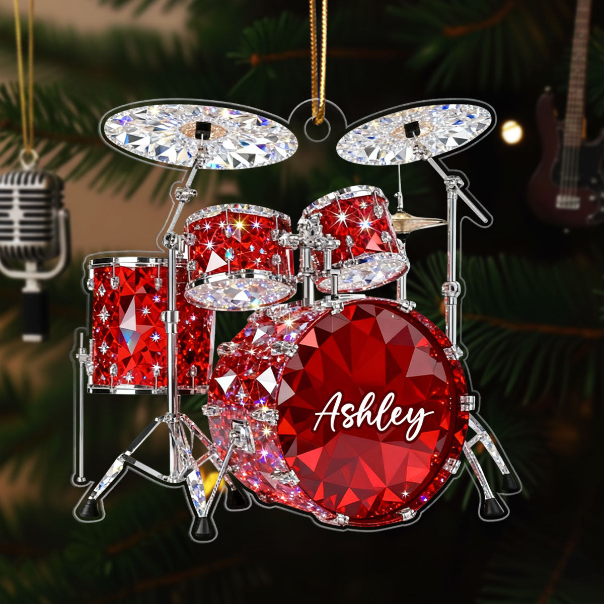Drum Music Crystal Effect - Personalized Acrylic Ornament - Unique Christmas Gift For Drummer