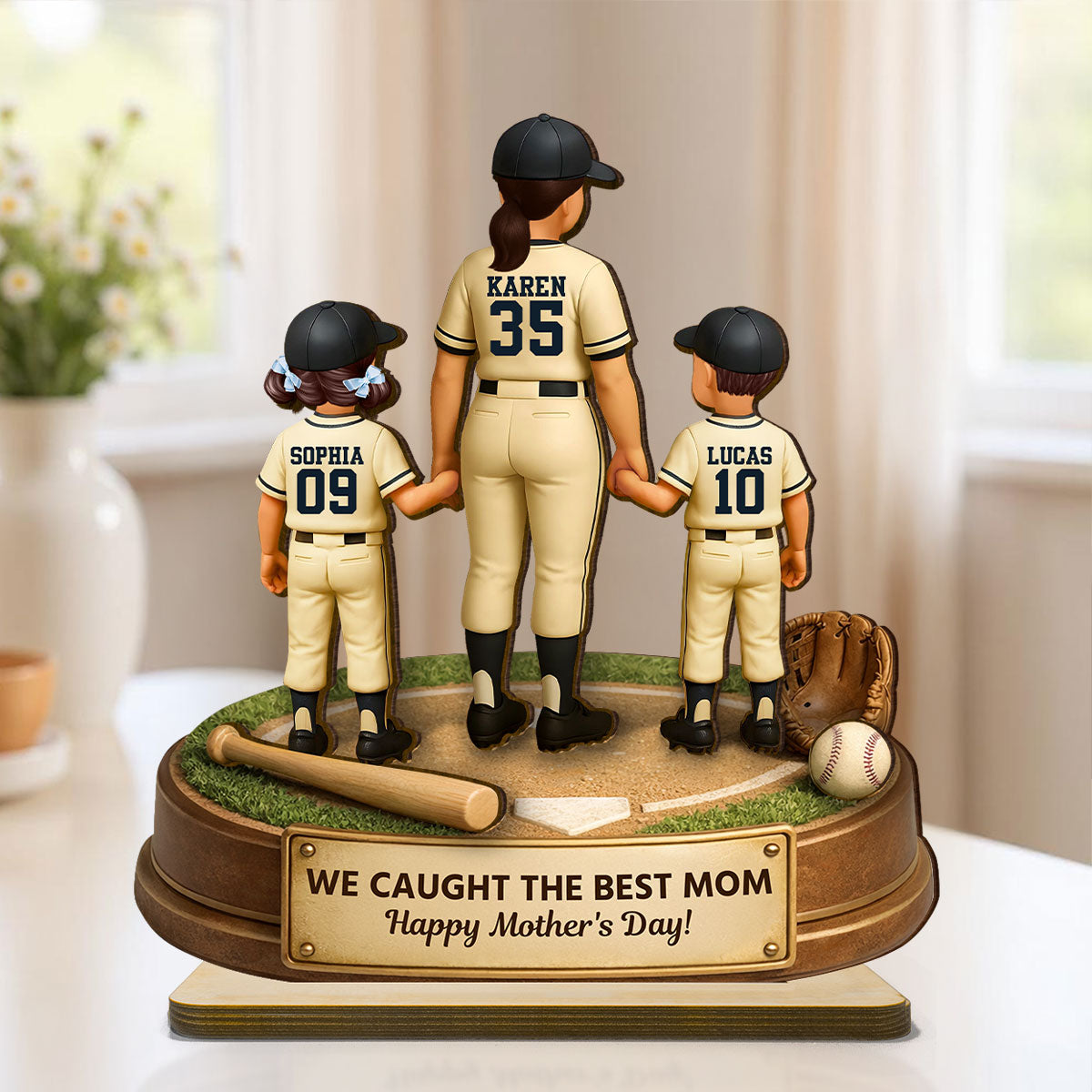 I Hit a Home Run Scoring You as My Mom - Personalized 2-Layered Wooden Plaque - Heartfelt Mother's Day Gift for Mom, Wiffe