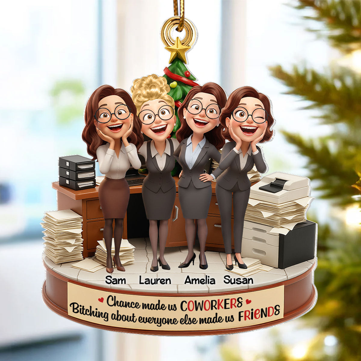 Chance Made Us Coworkers - Personalized Acrylic Ornament - Funny Christmas Gift for Work Besties