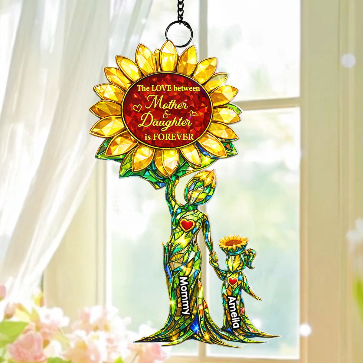 The Love Between Mother And Daughter is Forever - Personalized Suncatcher - Heartfelt Mother's Day Gift for Mom, Wife